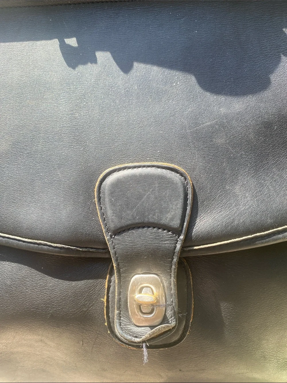 Coach Vintage Black Leather Briefcase with Gold-Tone Hardware
